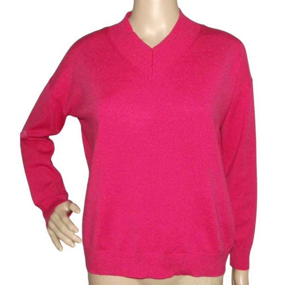M&S Collections Sweater Womens USA XS Pink v-neck classic pullover soft viscose